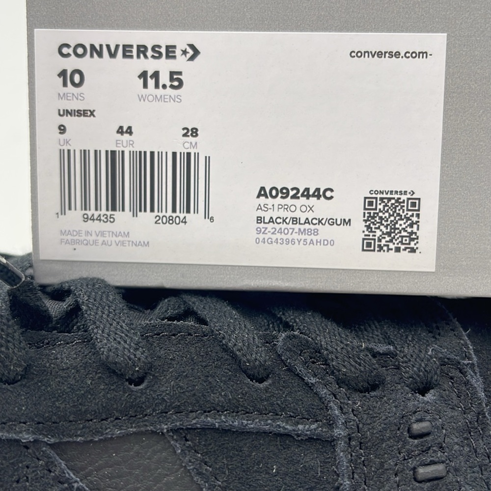 Converse Men's Black Sneakers A09244C
AS-1 PRO OX
BLACK/BLACK/GUM - Picture 16 of 16